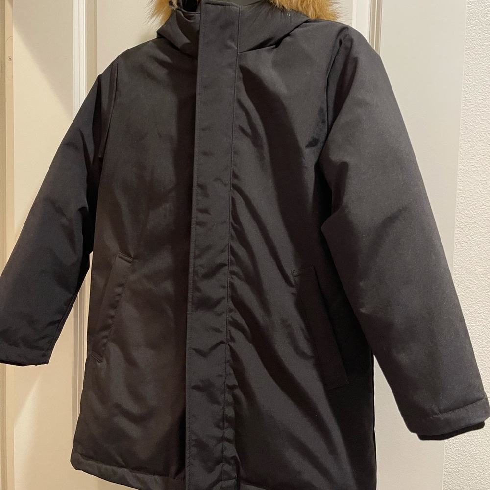 Boys UniQlo knee length jacket with hood